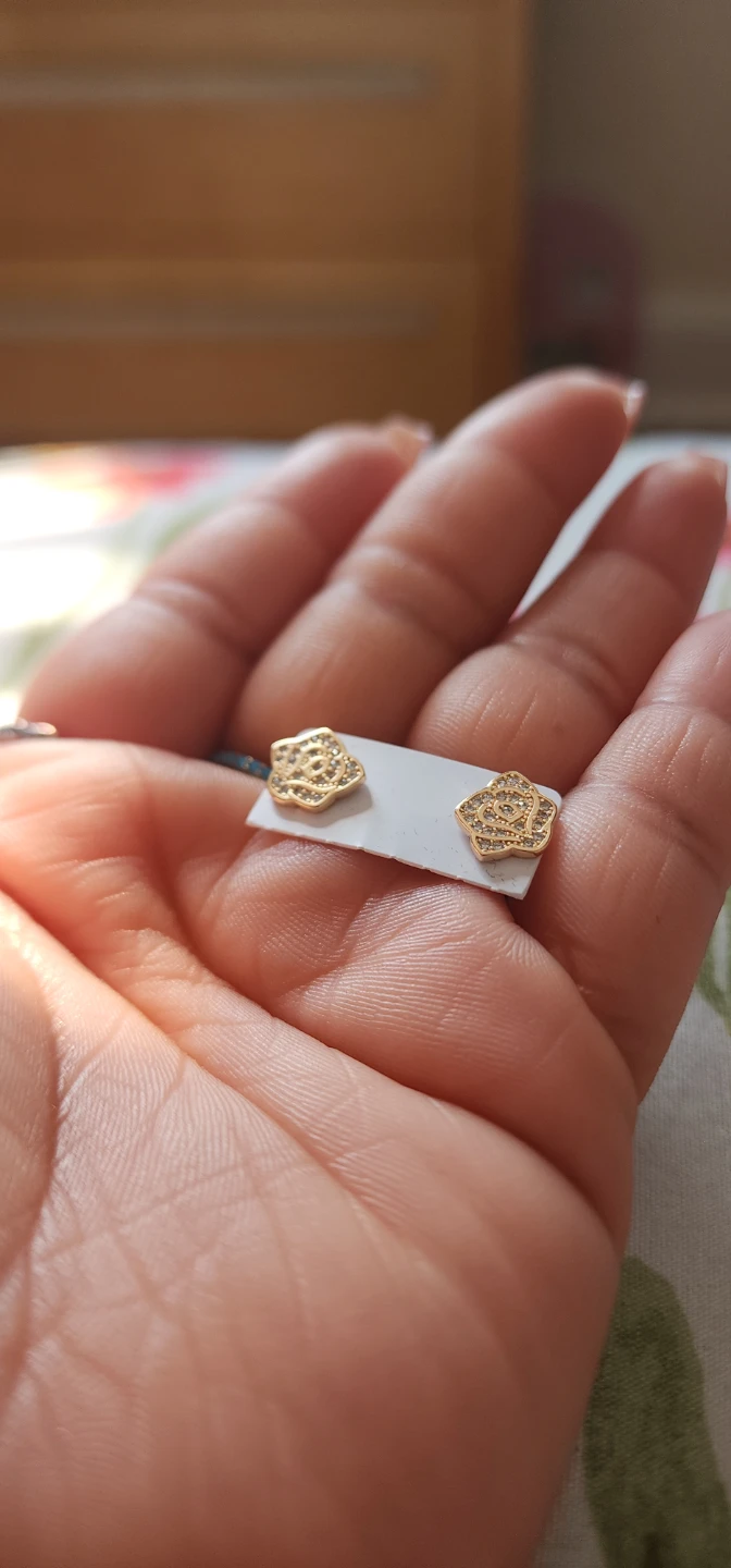 Rose Stud Earrings with Rhinestones - photo 5
