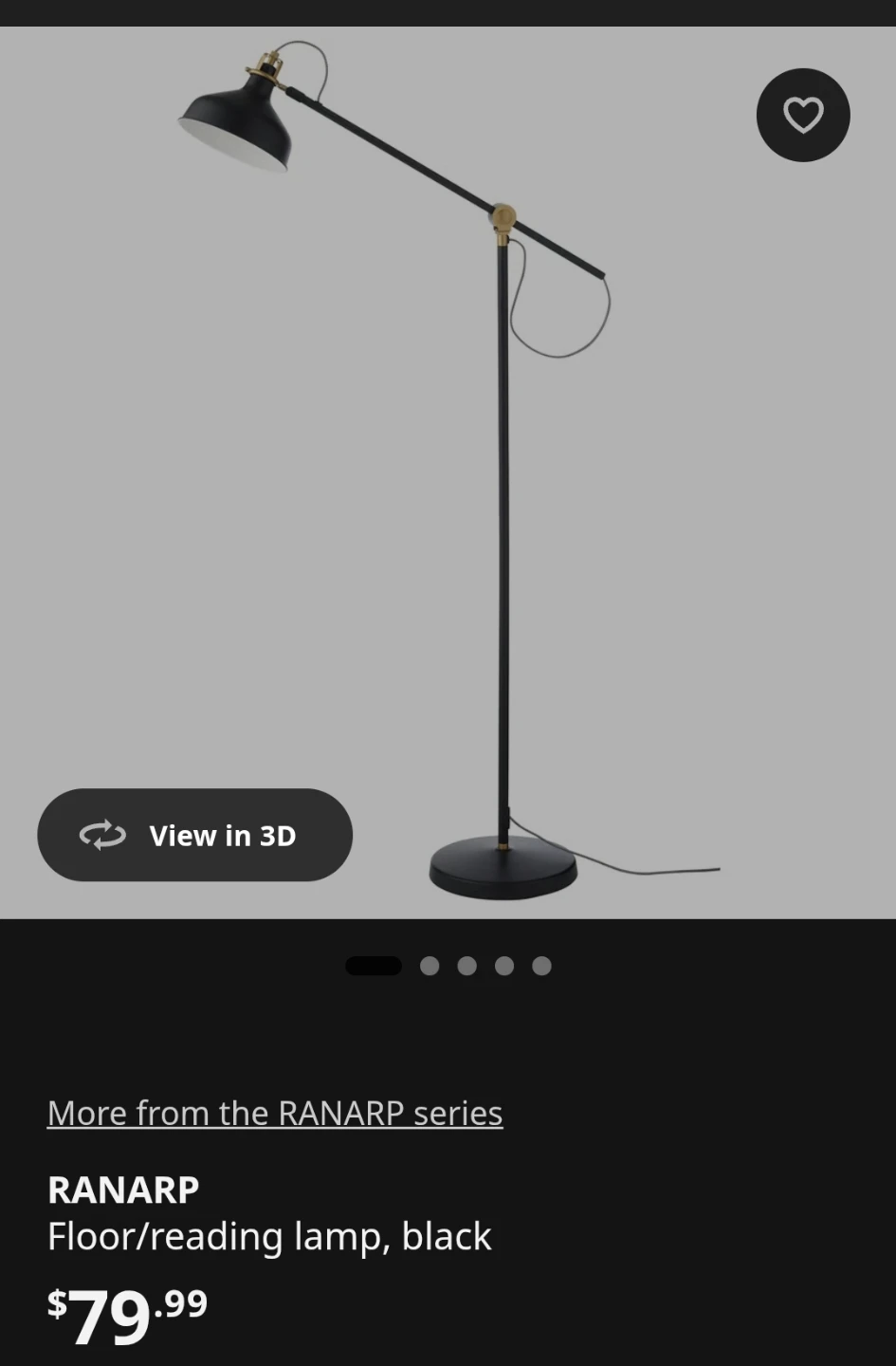IKEA RANARP Floor/Reading Lamp Black - photo 2