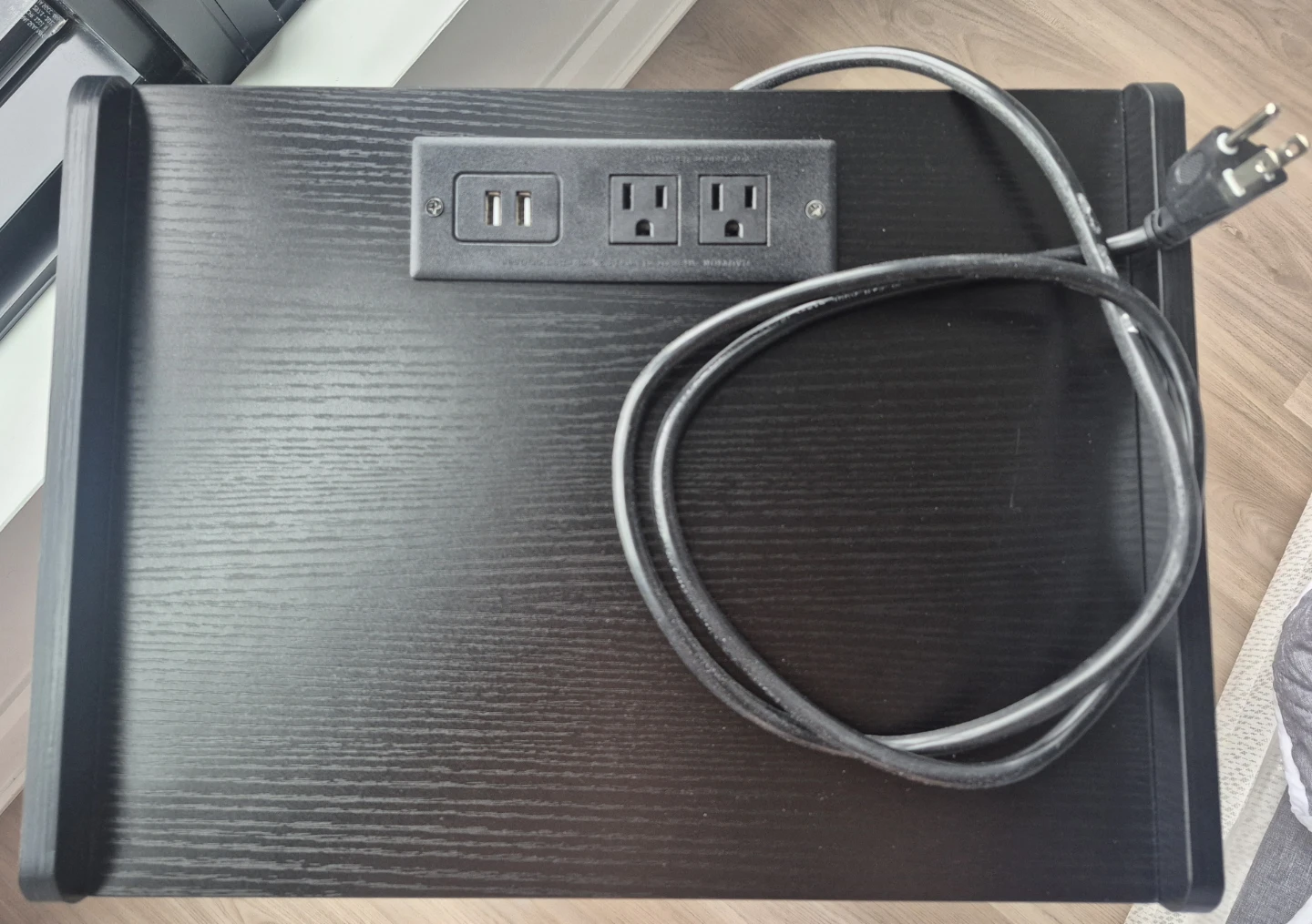 2 Black Nightstands with Built-in Power Outlet + USB Ports - photo 2