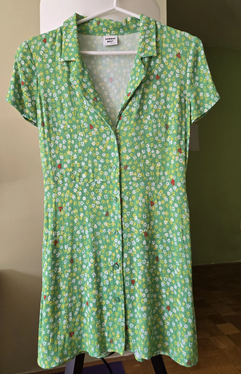 Sunday Best Green Floral Button-Up Dress