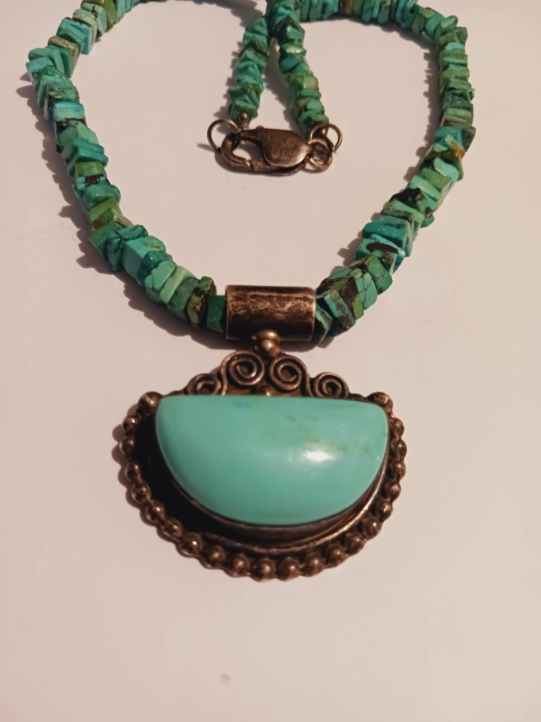 Taxco Mexico Sterling Silver 925 Turquoise Pendant w/Necklace - photo 3
