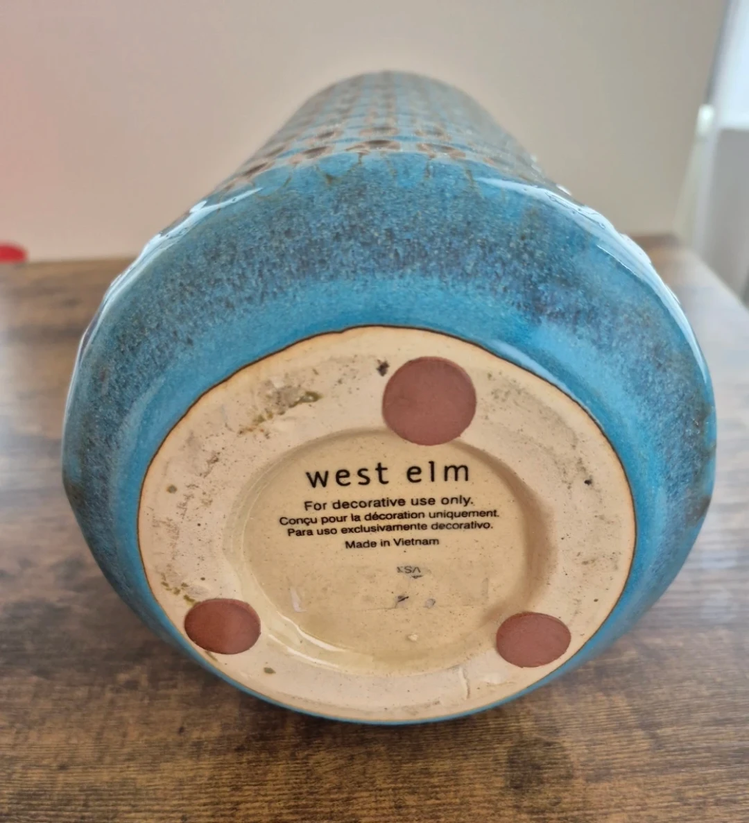 West Elm Blue Textured Ceramic Vase - photo 3