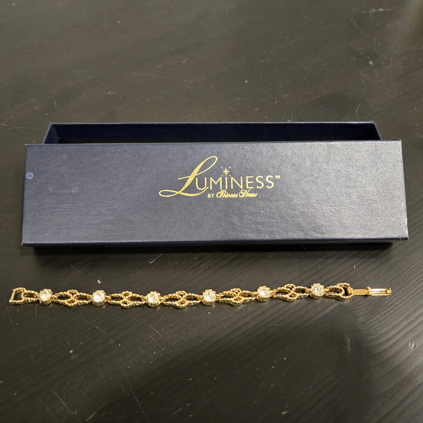 Luminess by Princess House Gold Tone Bracelet with Crystals