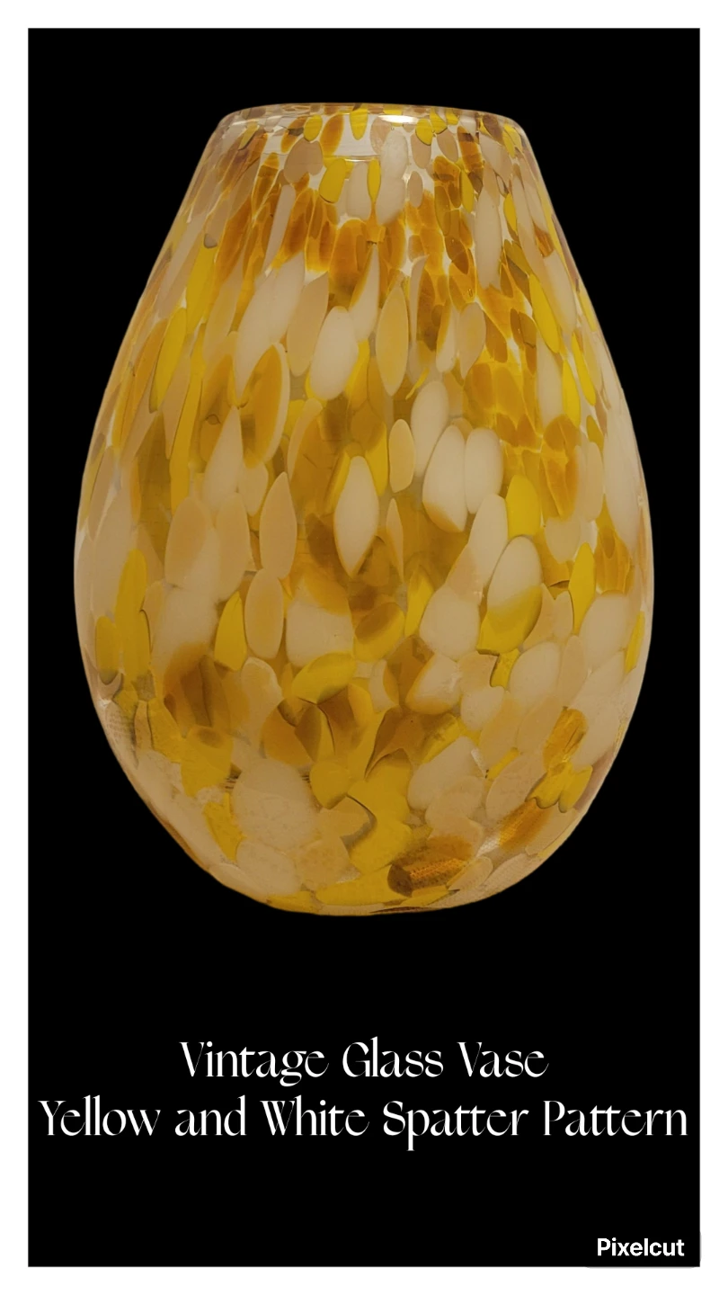 Vintage Glass Vase - Yellow and White Spatter Pattern