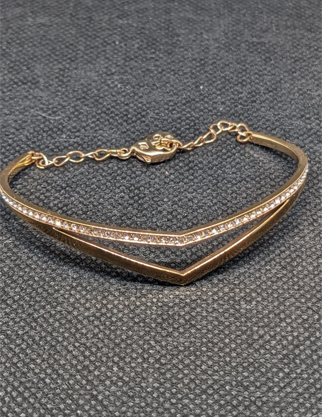 Swarovski Rose Gold V-shaped Bangle Bracelet with Crystals - photo 4