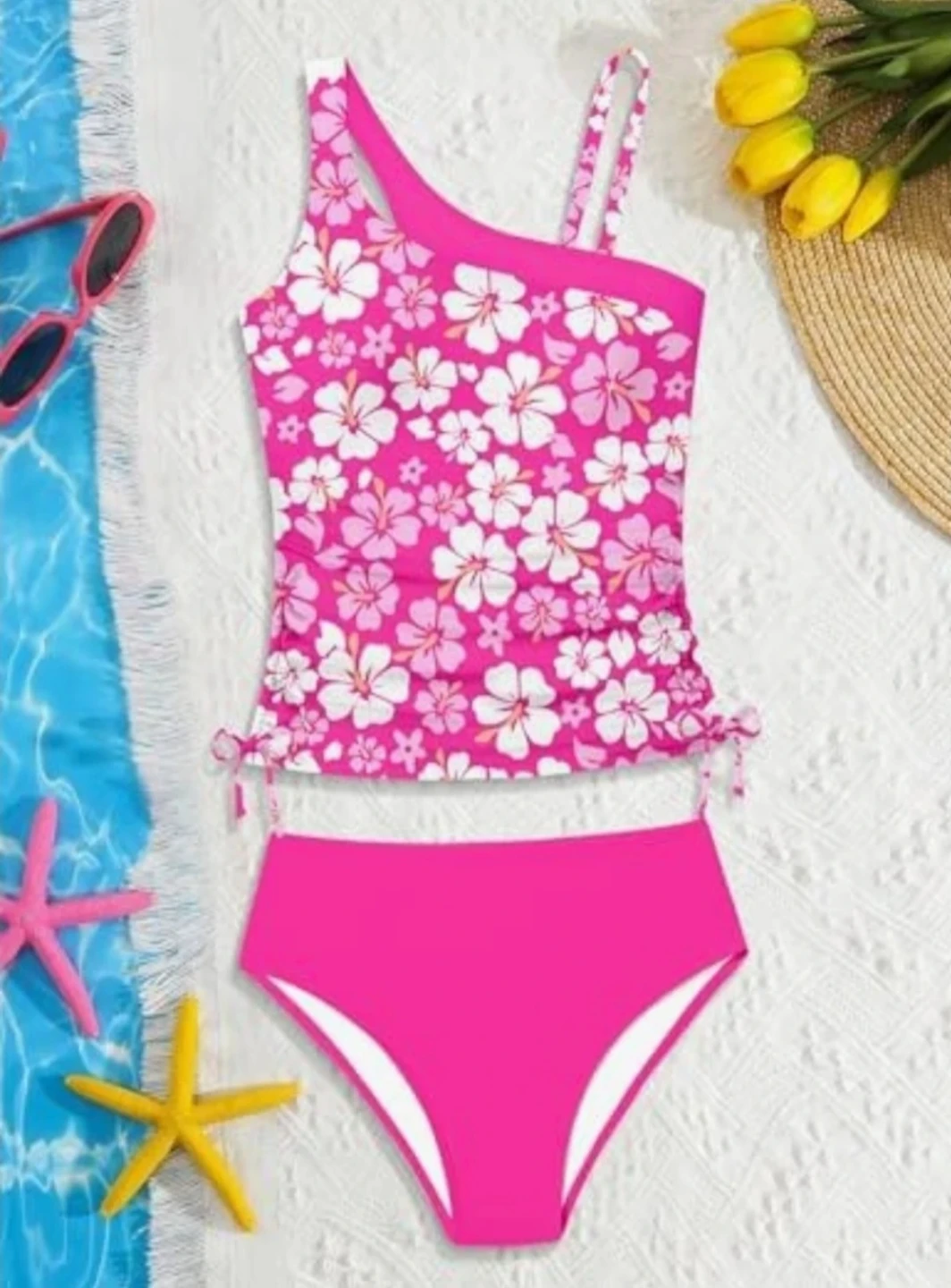 Girls' Pink Floral Swimsuit ⚽