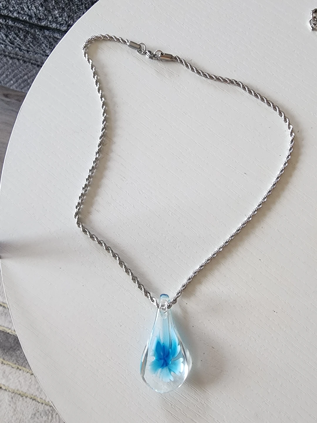 Glass Flower Pendant Necklace