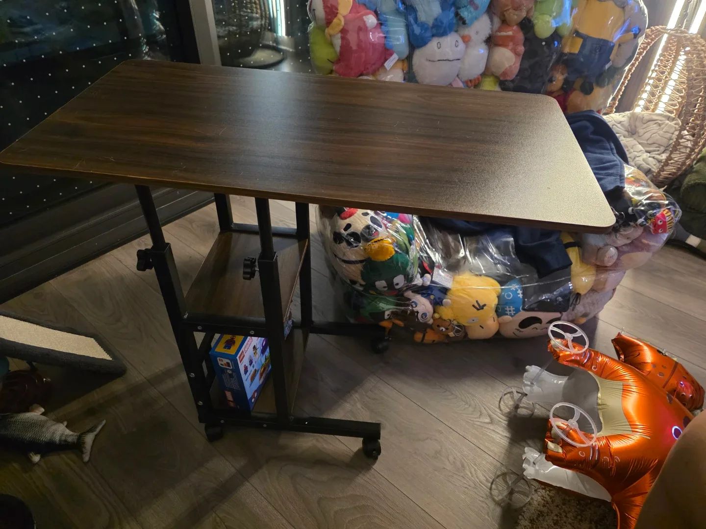 Adjustable C-Shaped Side Table with Wheels - photo 2