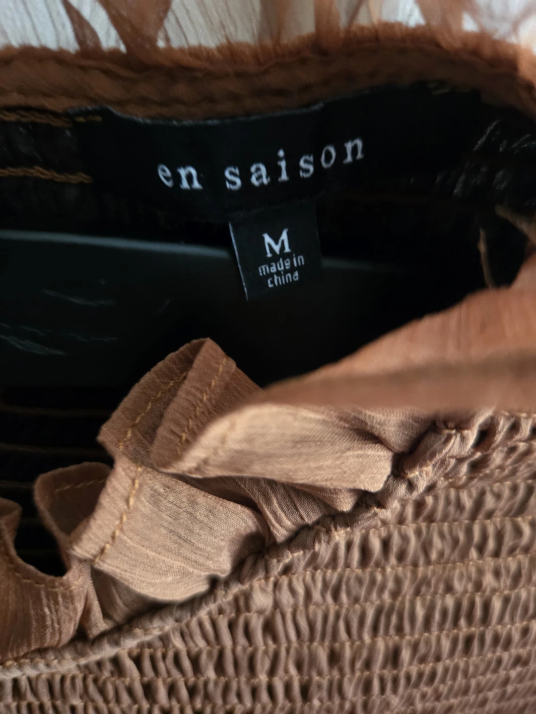 En Saison Brown Smocked Top - Size M - photo 2
