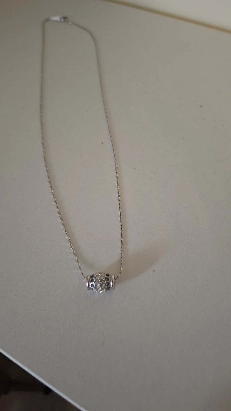 Sterling Silver Necklace with Blue and Clear Stones