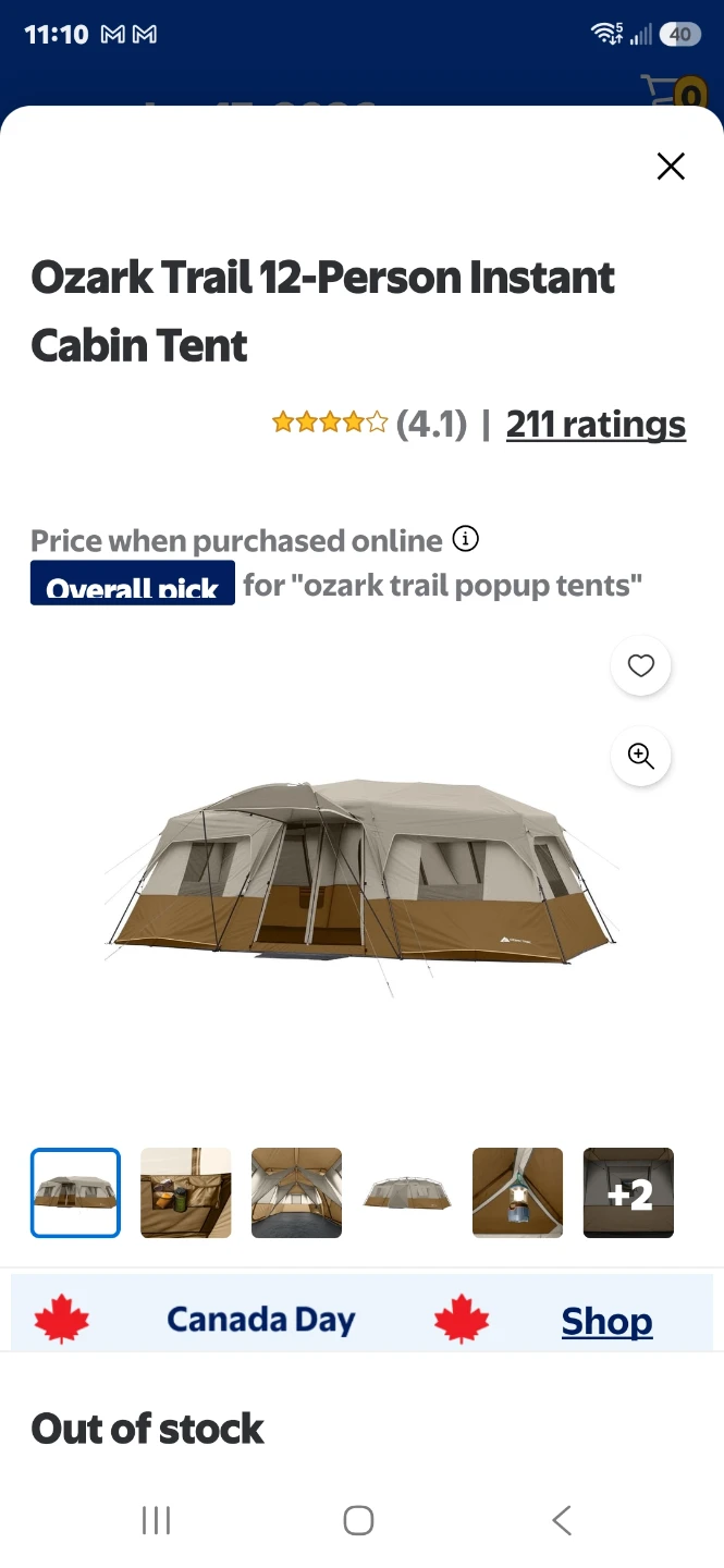Ozark Trail 12-Person Instant Cabin Tent