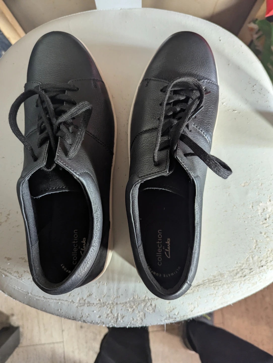 Clarks Collection Black Leather Lace-Up Sneakers