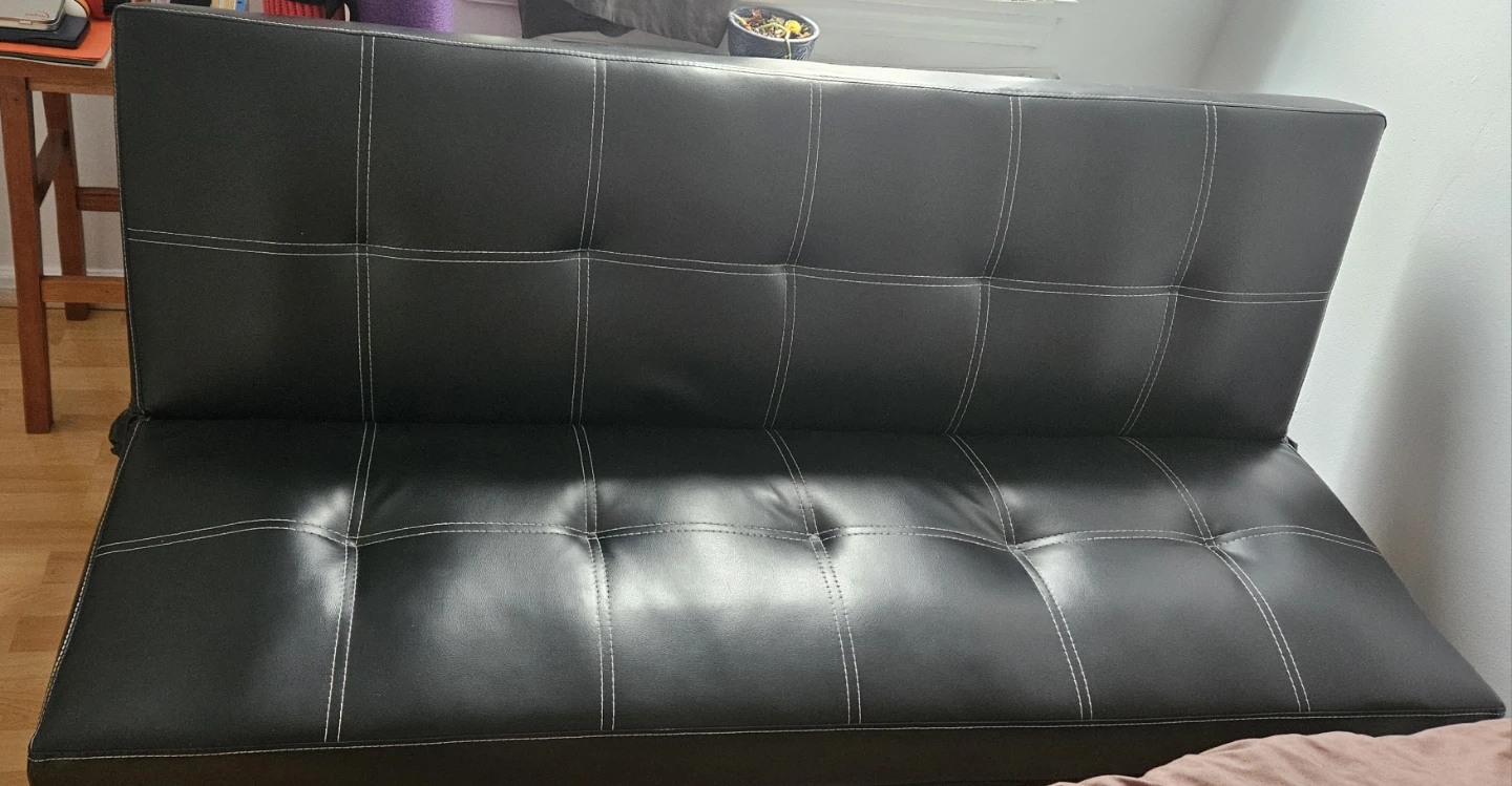 Black Faux Leather Futon Sofa Bed - photo 4