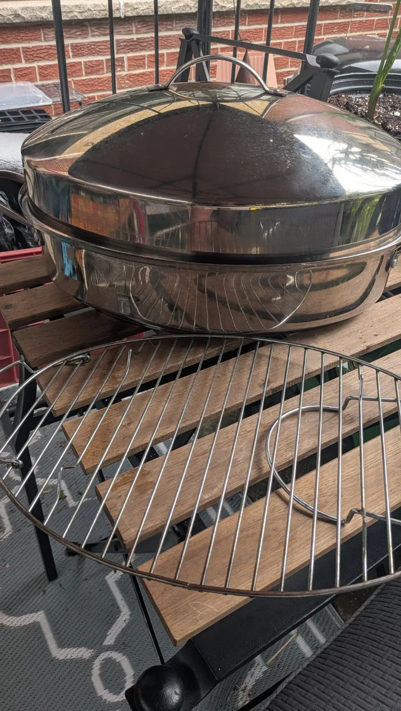 Large Stainless Steel roaster with Lid and Rack