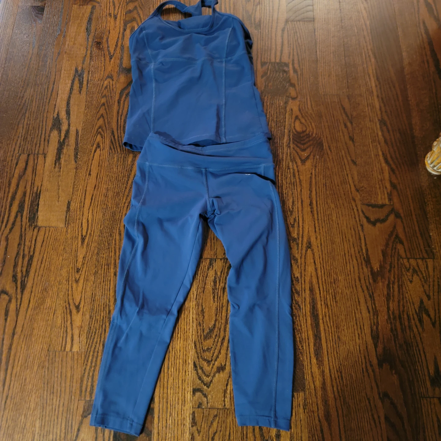 Blue Athletic Tank Top and Leggings Set