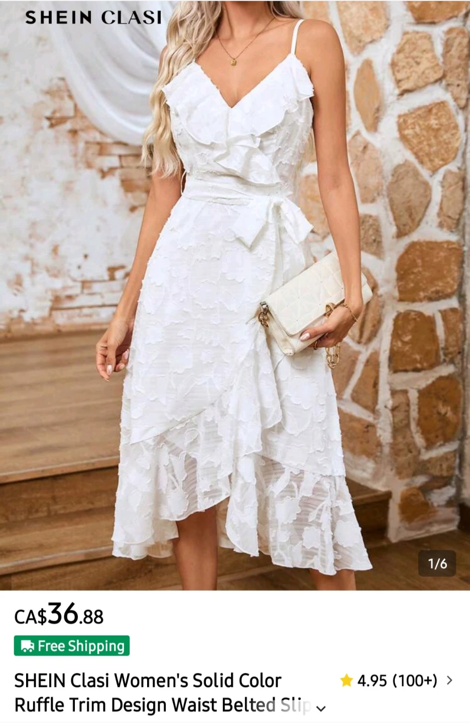 Clasi White Ruffle Trim Dress