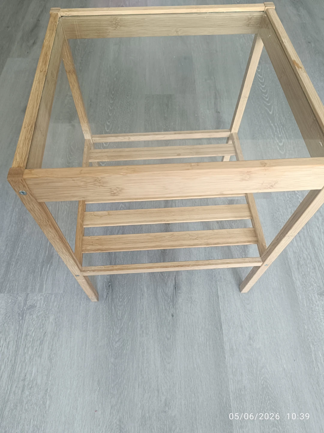 Bamboo and Glass Side Table