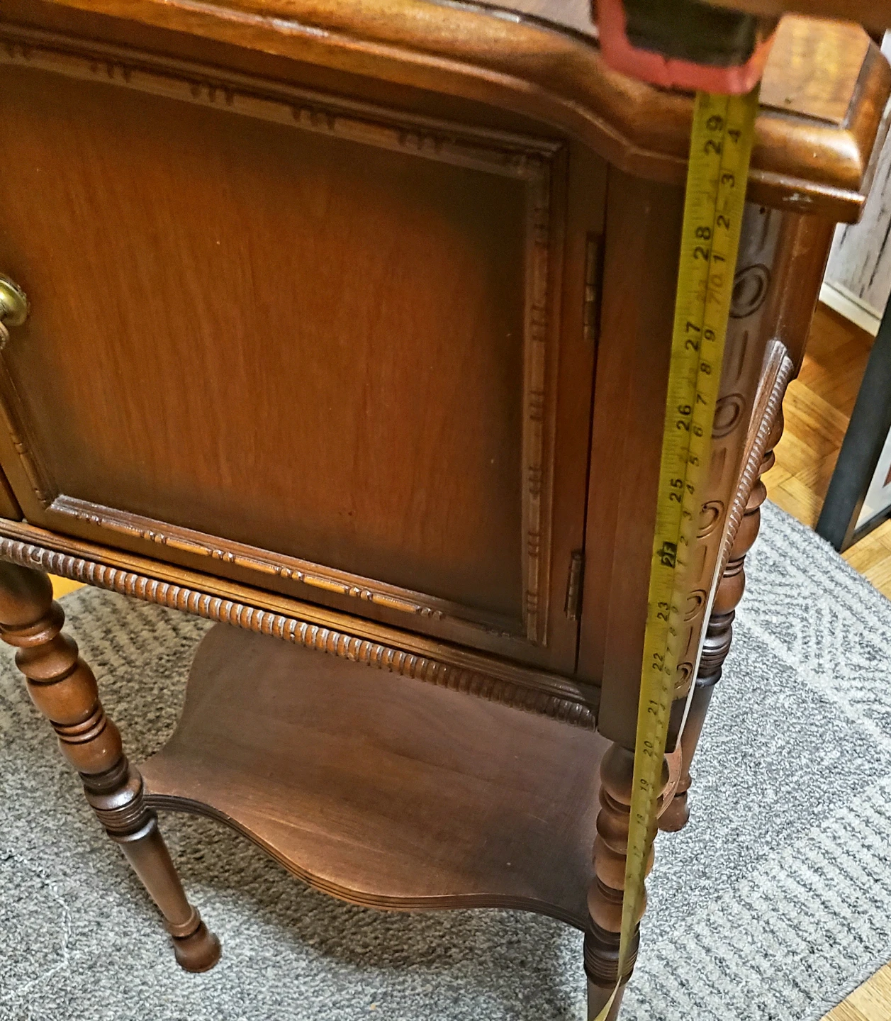 Antique Wooden Side Table with Cabinet - photo 4