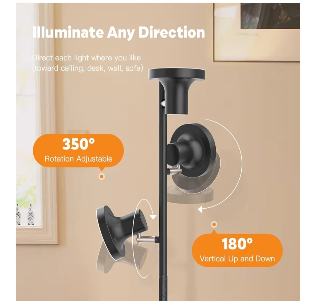 Black 3-Head Floor Lamp with Remote - photo 5