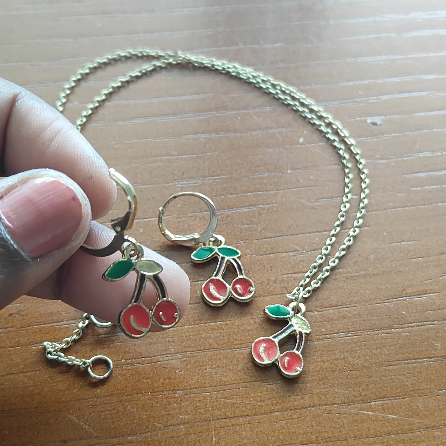 Cherry earrings and pendant - photo 2
