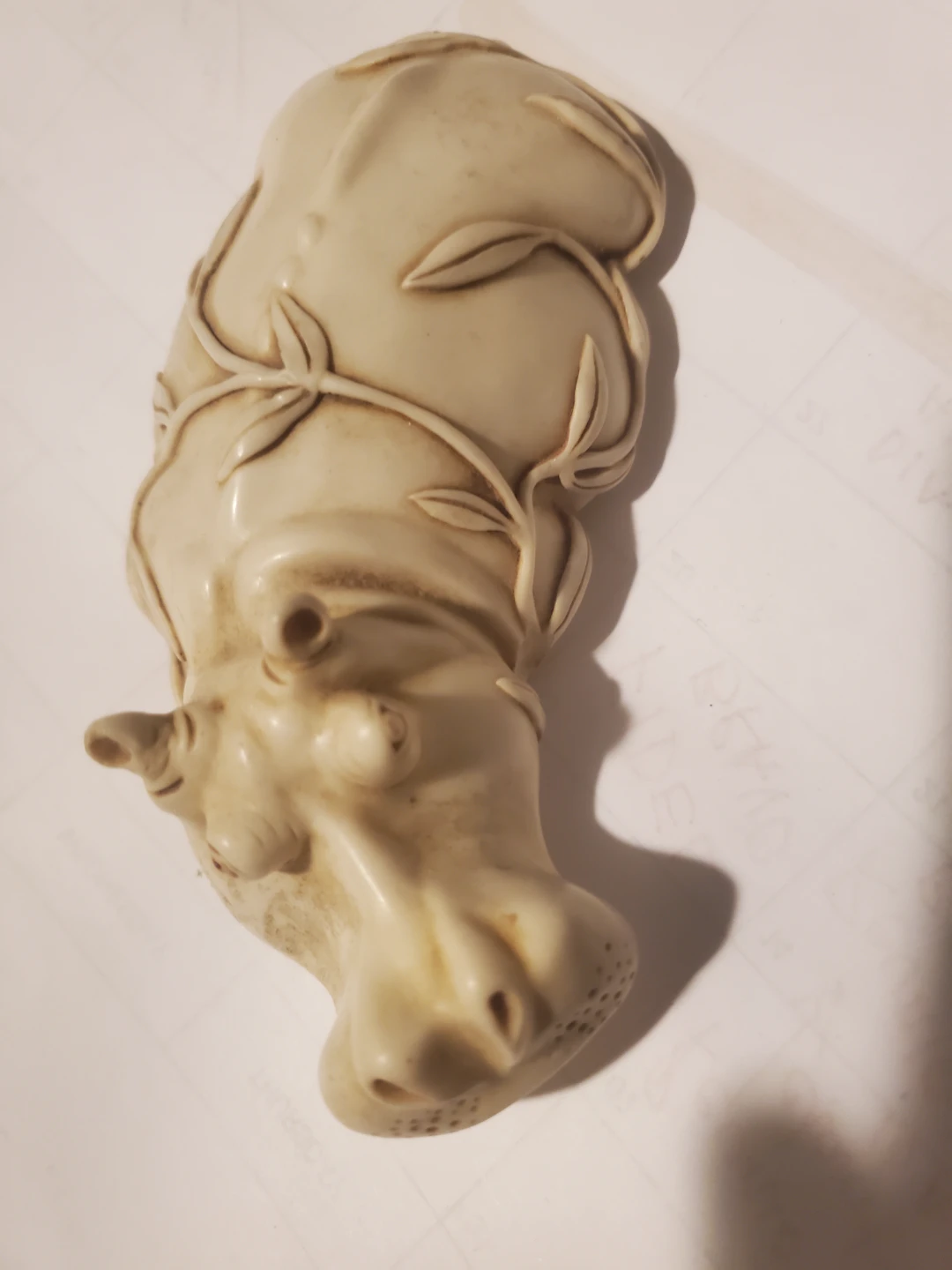 Carved Ivory Colored Hippo Figurine - photo 5