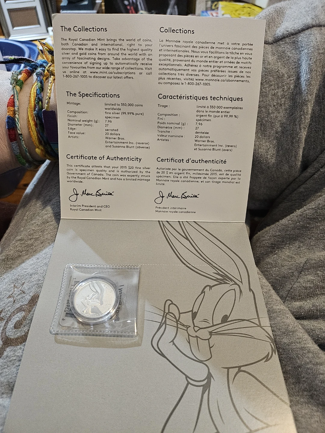 Royal Canadian Mint Bugs Bunny 2015 Fine Silver Coin - photo 2