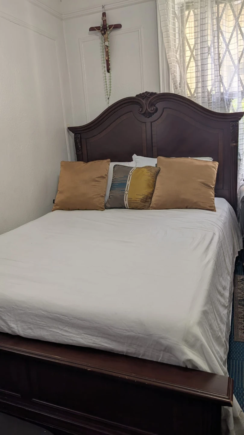 Dark Wood Bed Frame Headboard and Footboard