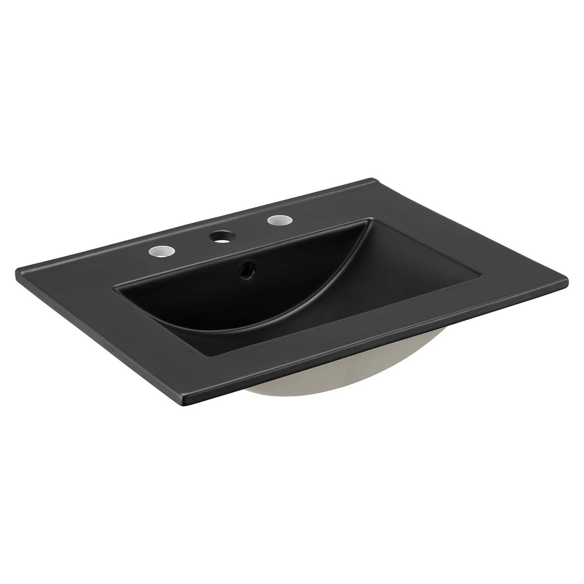 24” Black Bathroom Sink – Modern Ceramic Vanity Sink – NEW - photo 5