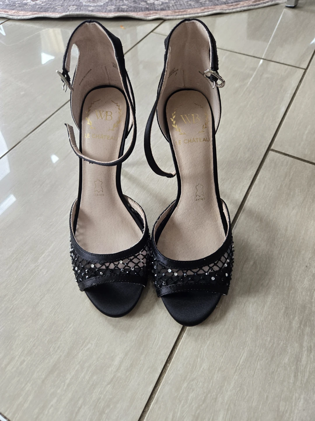 Le Château Black Beaded Heels - Size 6