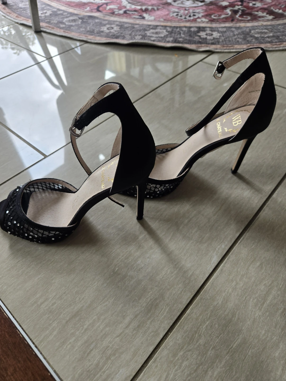 Le Château Black Beaded Heels - Size 6 - photo 2