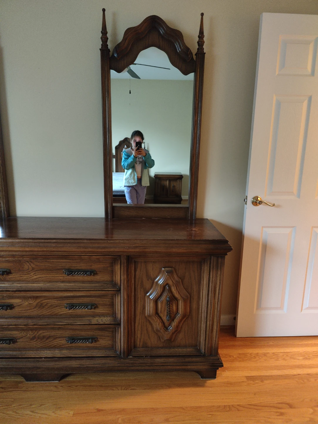 Vintage Wood Dresser with Mirror - photo 3