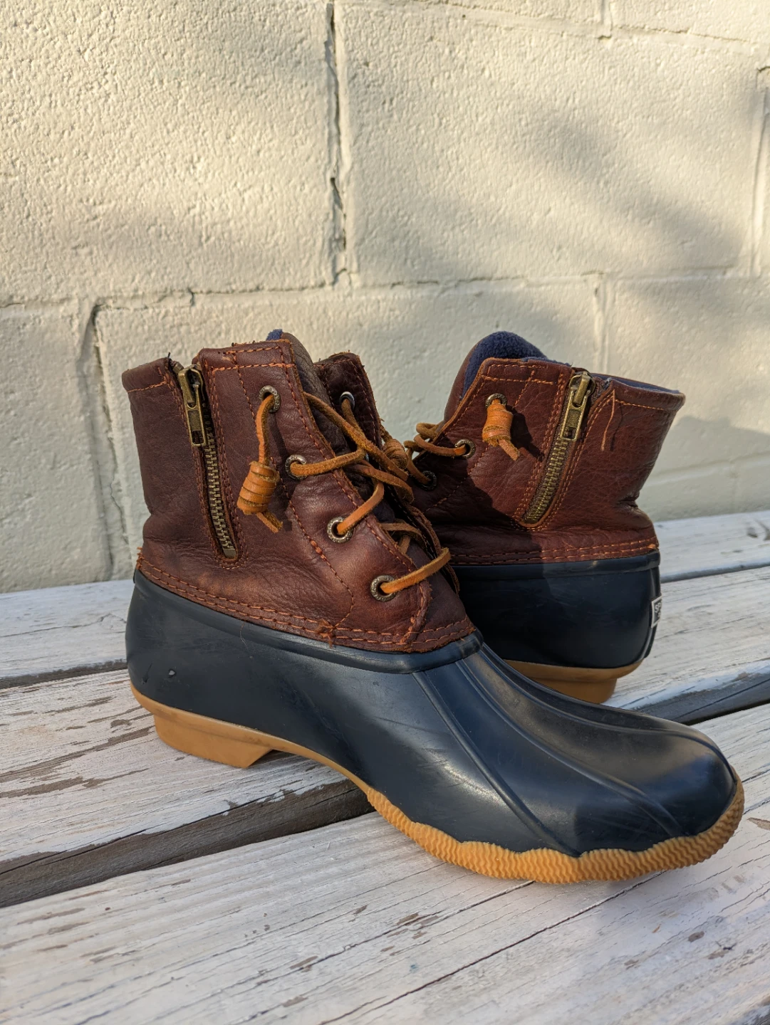 Sperry Duck Boots - Brown Leather & Navy Rubber - photo 5