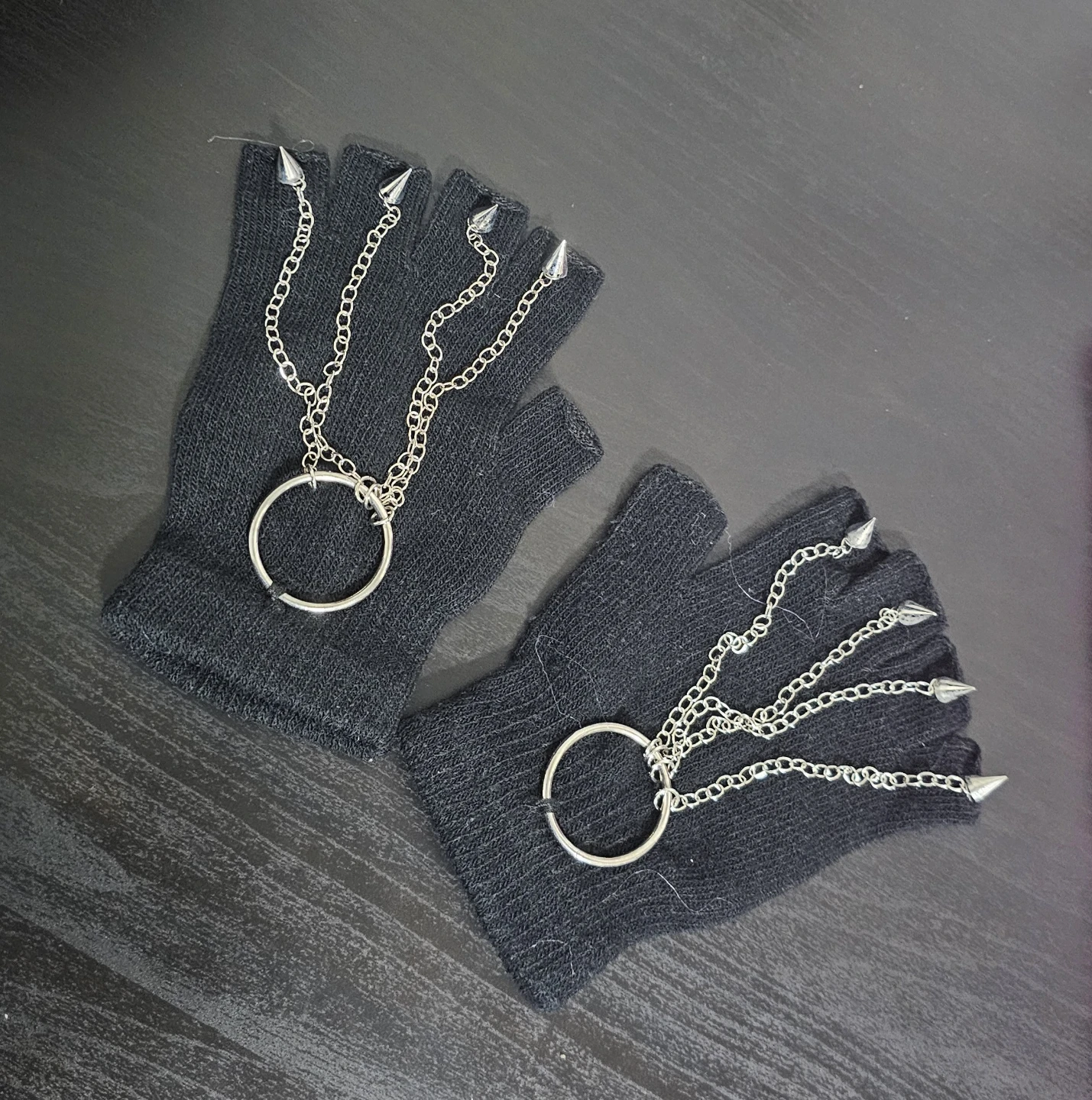 FREE Spike Stud O-Ring Fingerless Gloves