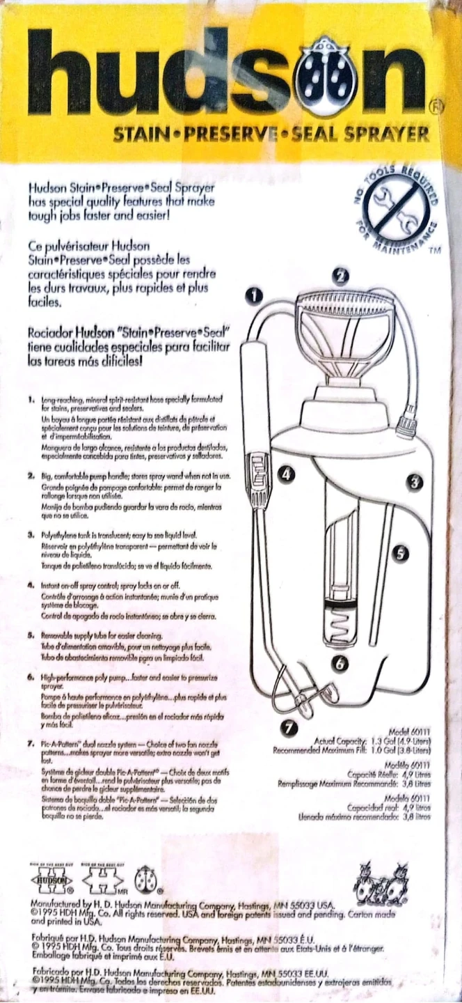Hudson Stain Preserve Seal Sprayer - 1 Gallon Polyethylene