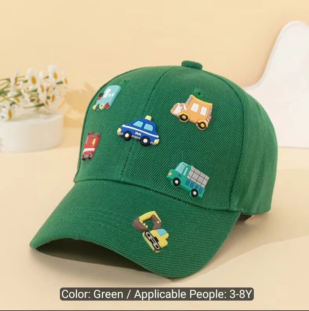 Kids Baseball Cap with Vehicle Appliqués