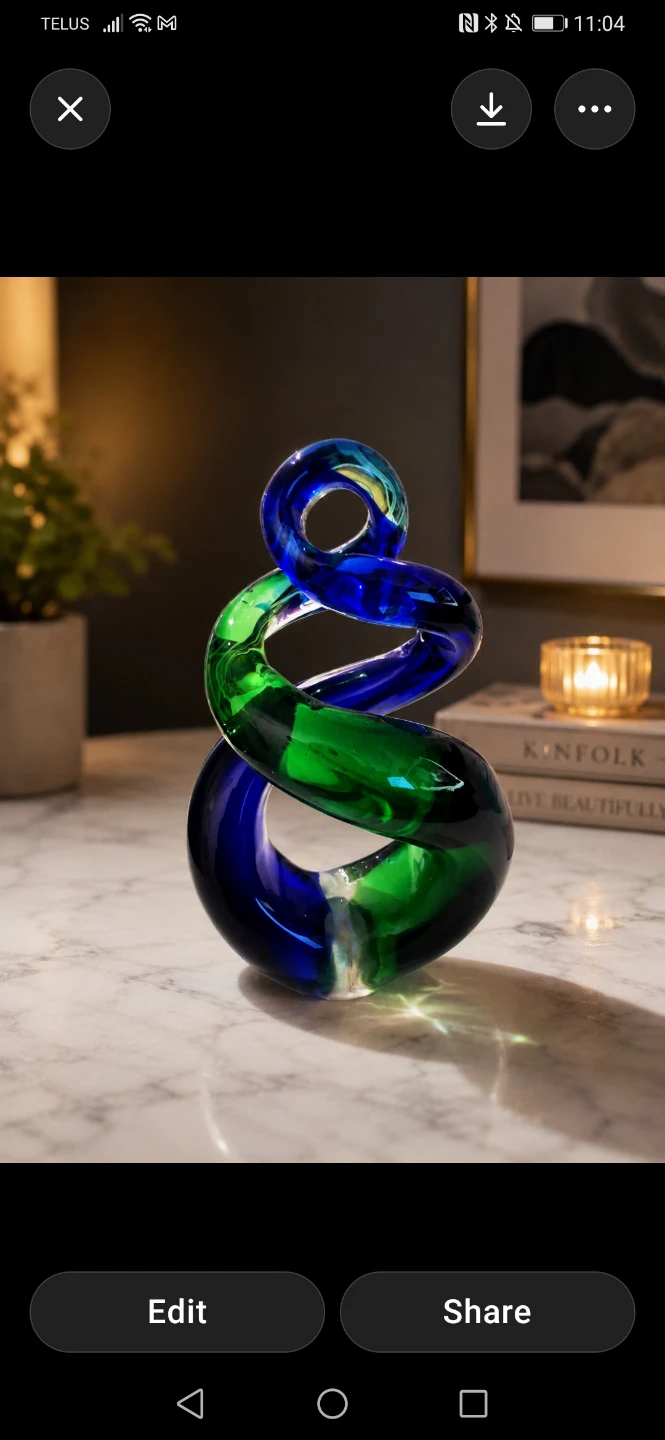 Blue and Green Glass Swirl Sculpture