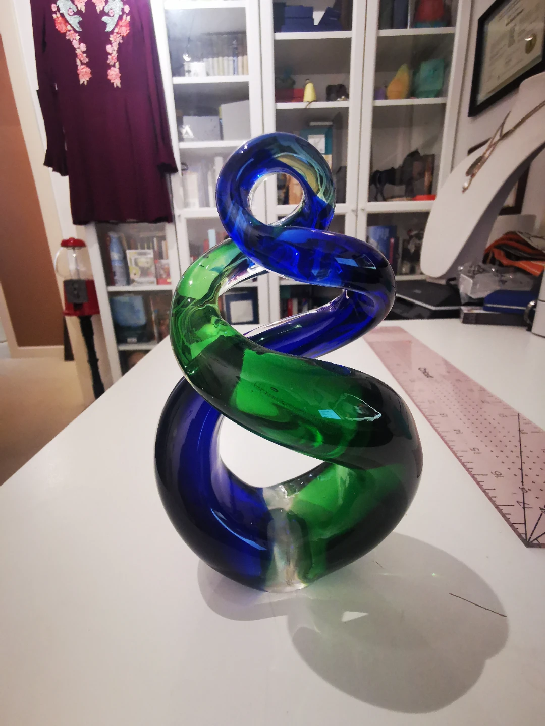 Blue and Green Glass Swirl Sculpture - photo 2