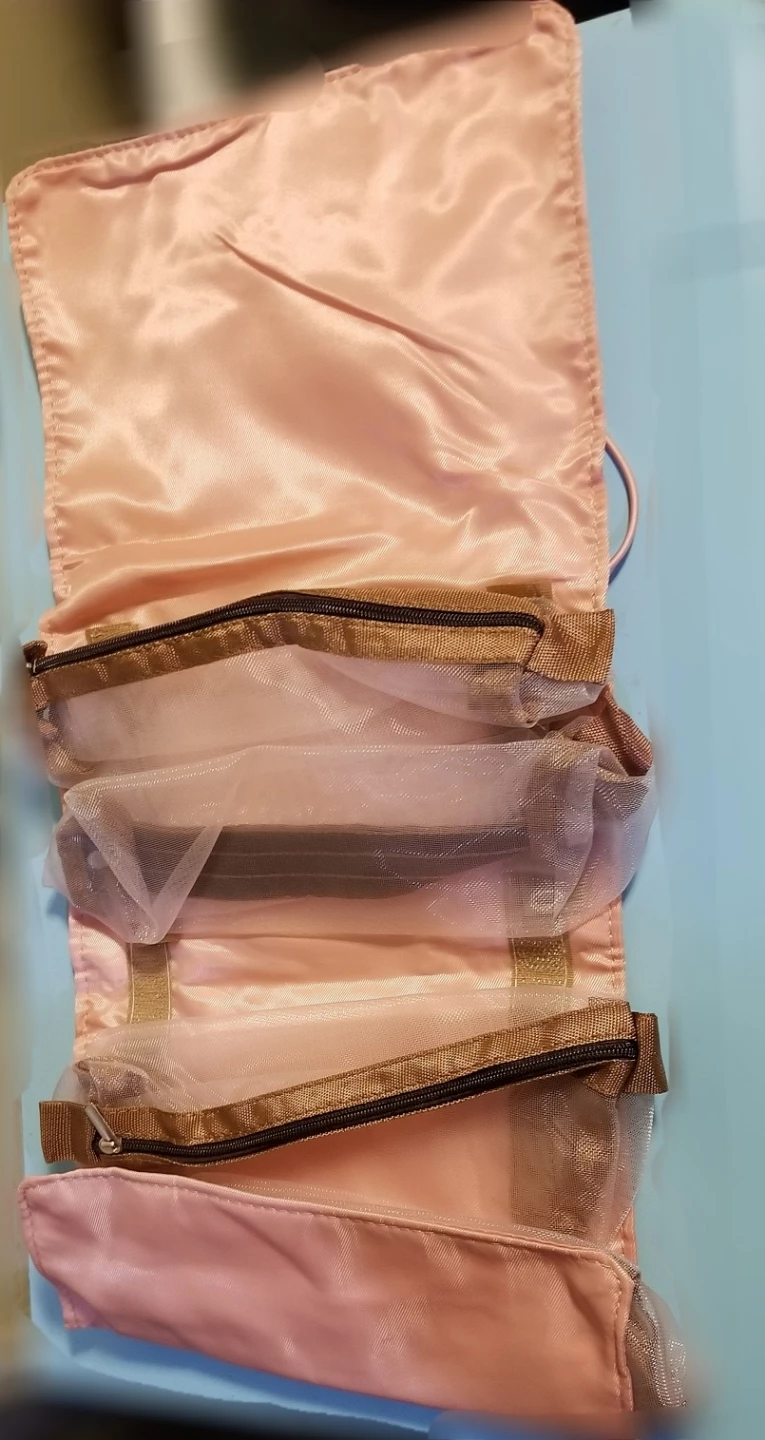 NEW Pink Roll-Up Travel Cosmetic Bag Organizer⚽ - photo 2