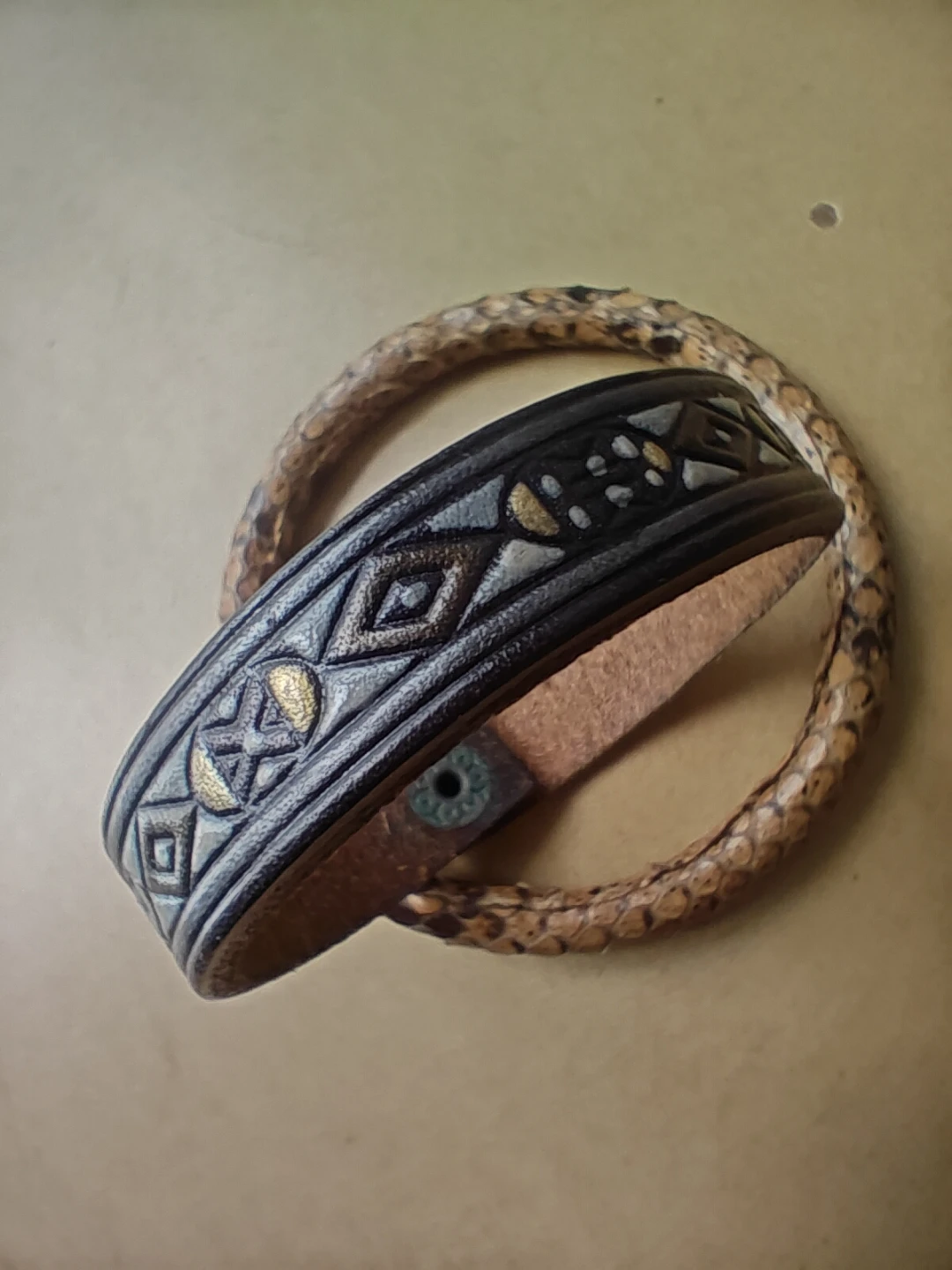 Leather & Snakeskin Cuff Bracelets