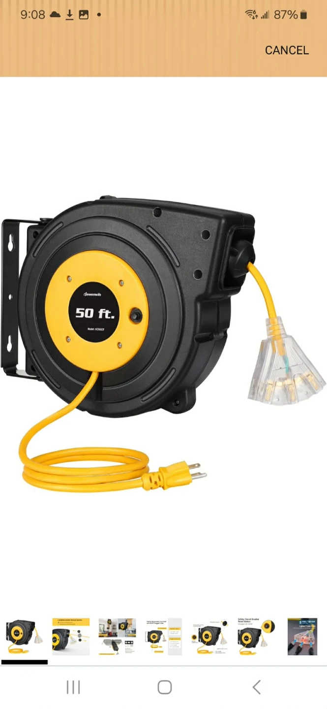 Tessan Retractable Cord Reel 50 ft.