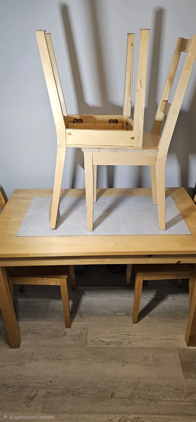 Solid wood dining table with 4 chairs - photo 4