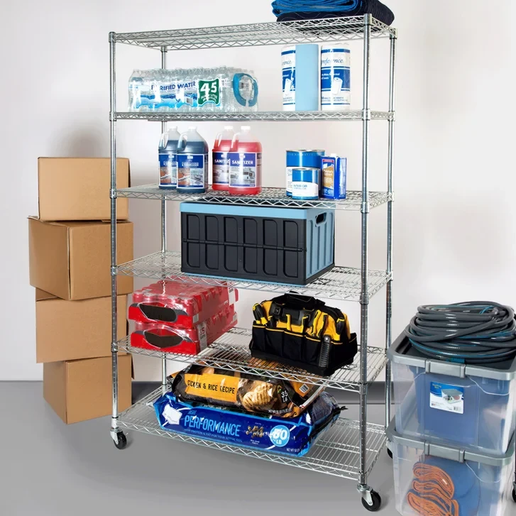 Two - 6 Tier Steel Wire Shelving Rack