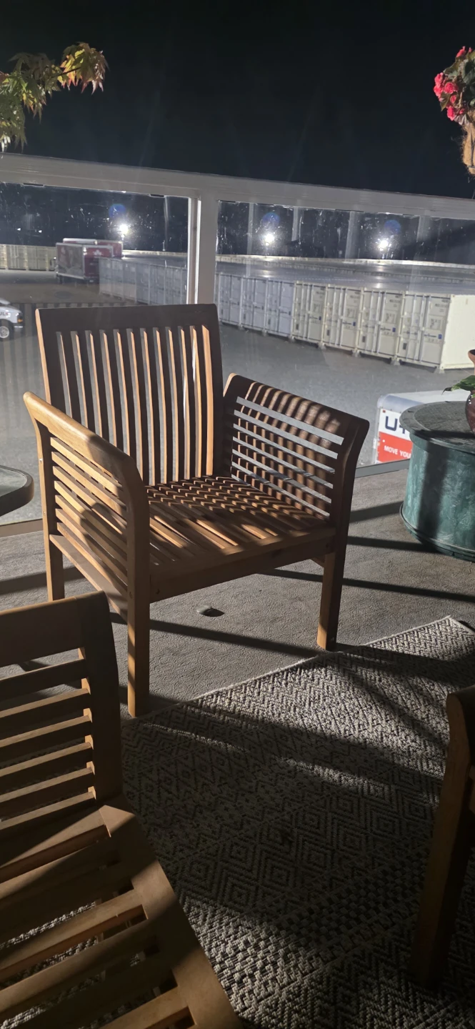 Wooden Outdoor Chair table  love seat 2 single all with cousins