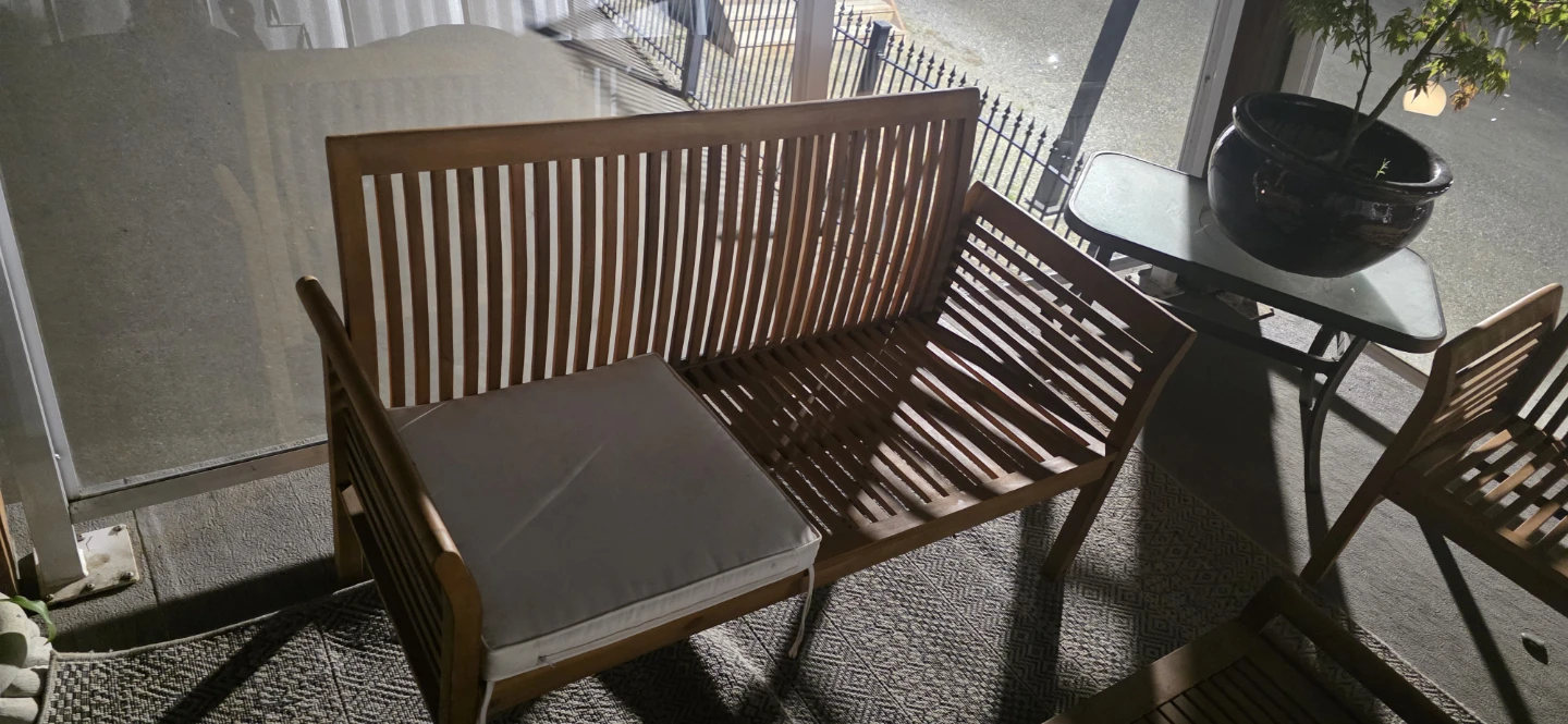 Wooden Outdoor Chair table  love seat 2 single all with cousins - photo 4
