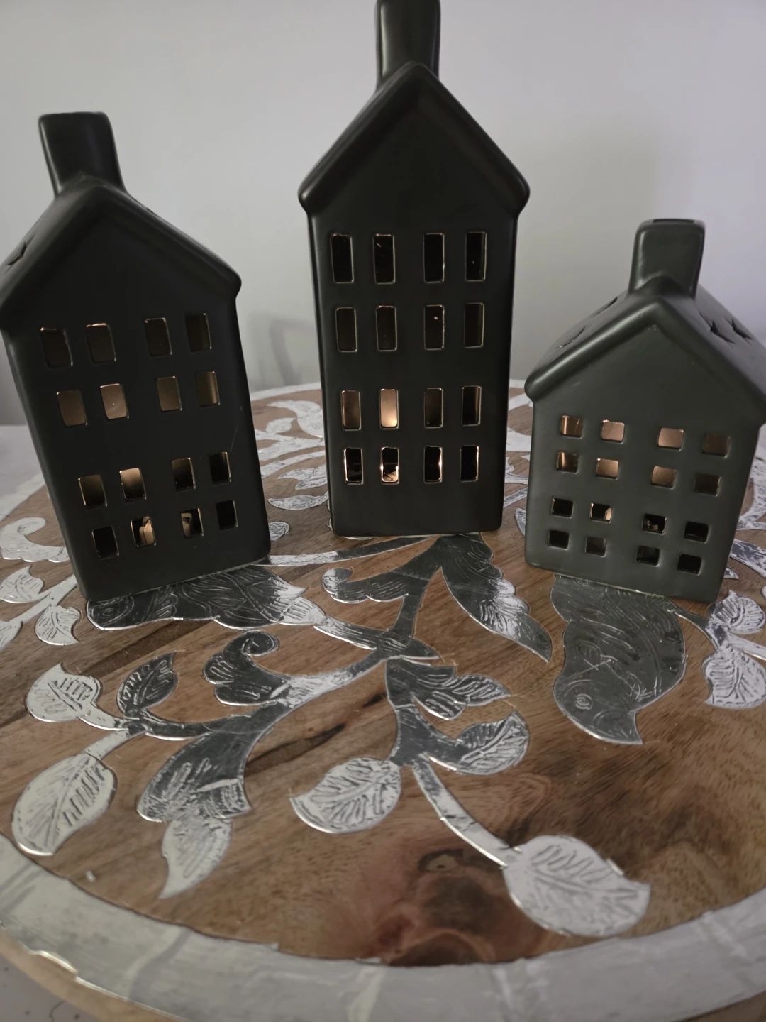 Set of 3 Black Ceramic House Lanterns - photo 3