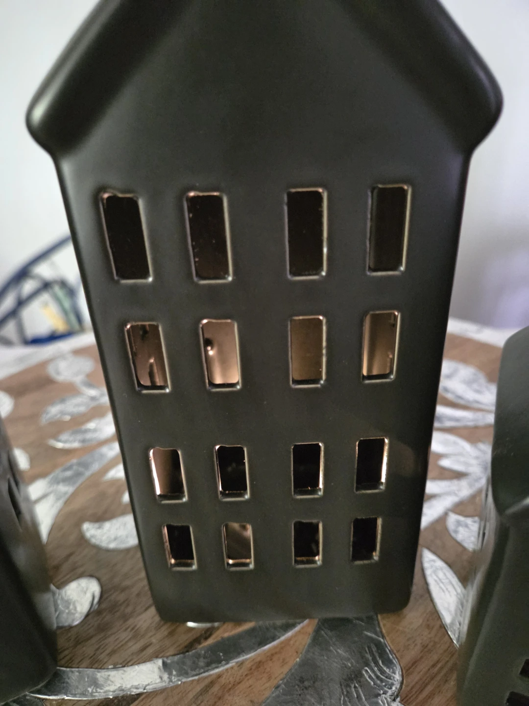 Set of 3 Black Ceramic House Lanterns - photo 5
