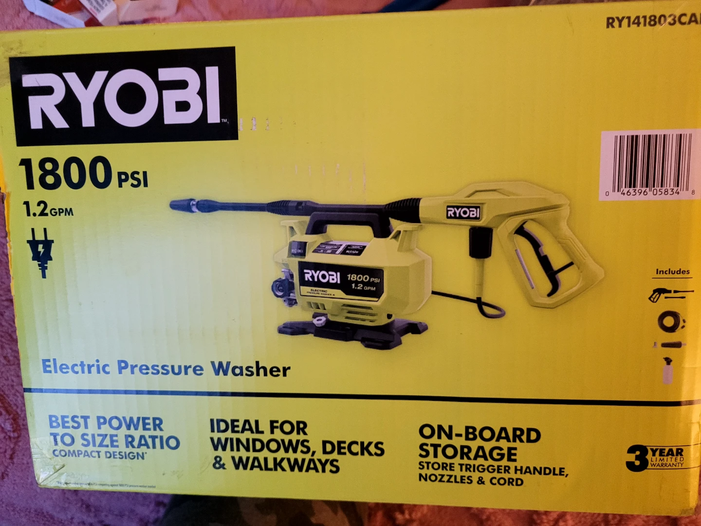 RYOBI 1800 PSI Electric Pressure Washer