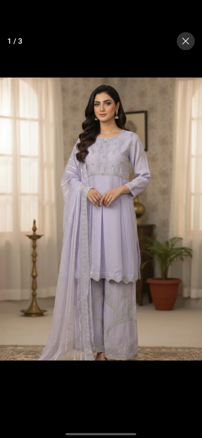 Lavender Embroidered 3-Piece Suit - Size Medium