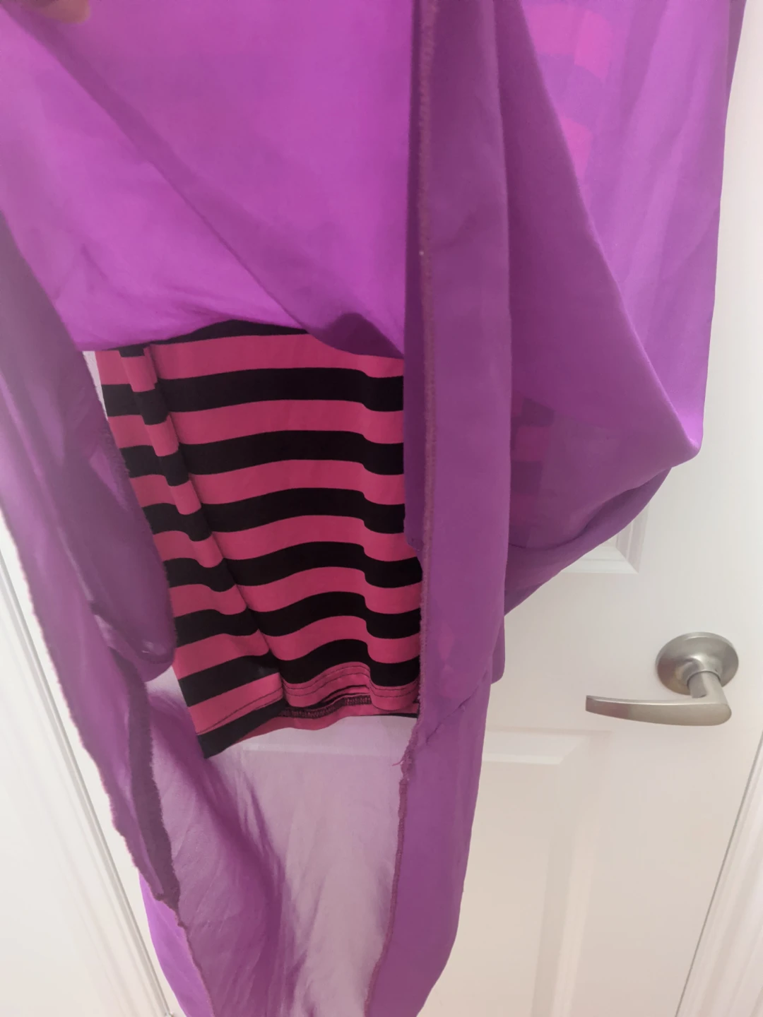 EKYU Women's sheer Dress with Purple Striped t shirt inlay - photo 2