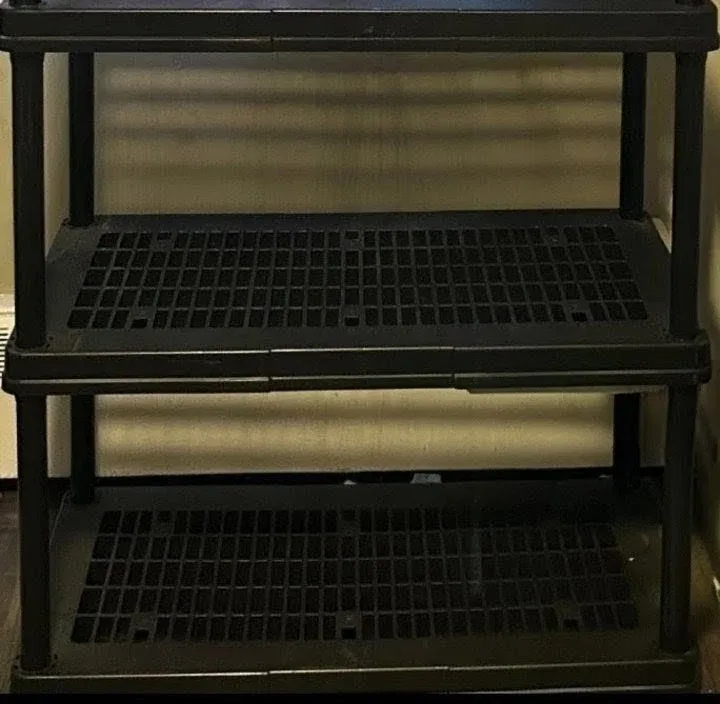 Black 3-Tier Plastic Shelving Unit